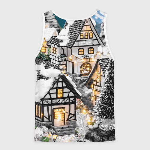 Мужская майка без рукавов Объемные новогодние дома / 3D-Белый – фото 2