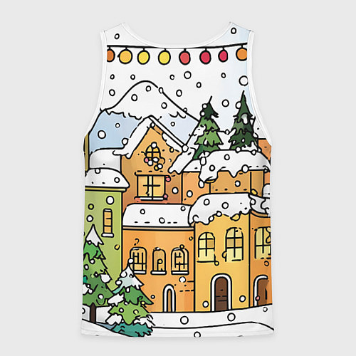 Мужская майка без рукавов Новогодний снегопад / 3D-Белый – фото 2