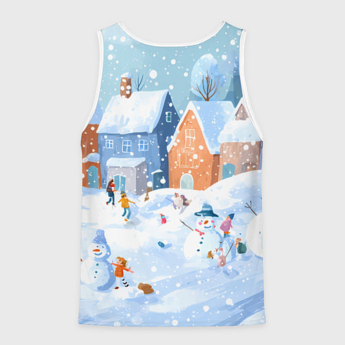 Мужская майка без рукавов Предновогодний день во дворе / 3D-Белый – фото 2