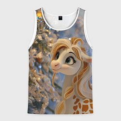 Майка-безрукавка мужская Новогодняя лошадка в крапинку, цвет: 3D-белый