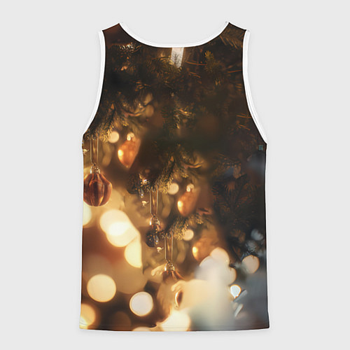 Мужская майка без рукавов Лошадка под новогодней елкой / 3D-Белый – фото 2