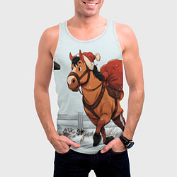 Майка-безрукавка мужская Лошадка везет новогодние подарки, цвет: 3D-белый — фото 2