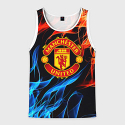 Майка-безрукавка мужская Манчестер Юнайтед огонь битва, цвет: 3D-белый