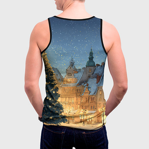 Мужская майка без рукавов Новый год в старом городе / 3D-Черный – фото 4