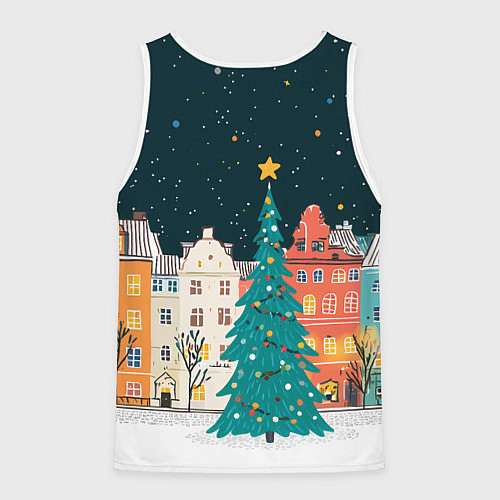 Мужская майка без рукавов Новогодняя ночь в городе / 3D-Белый – фото 2