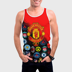Майка-безрукавка мужская Манчестер Юнайтед логотипы команд, цвет: 3D-белый — фото 2