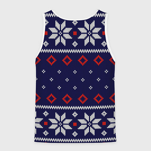 Мужская майка без рукавов Вязаный новогодний узор / 3D-Белый – фото 2