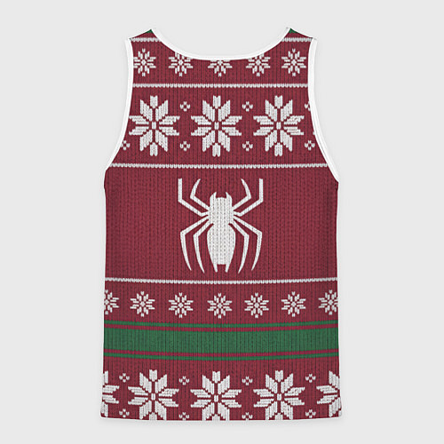 Мужская майка без рукавов Человек паук в вязаном свитере - новый год / 3D-Белый – фото 2