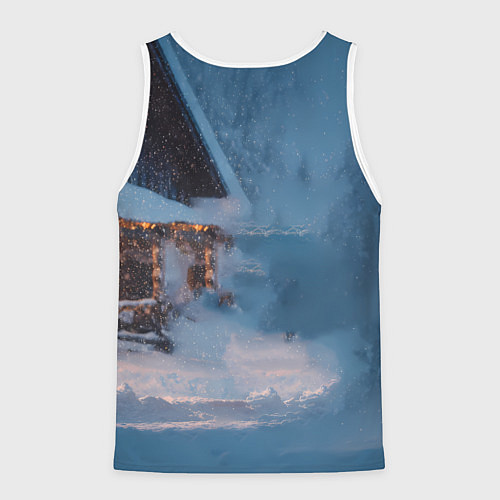Мужская майка без рукавов Лошадь у избы / 3D-Белый – фото 2