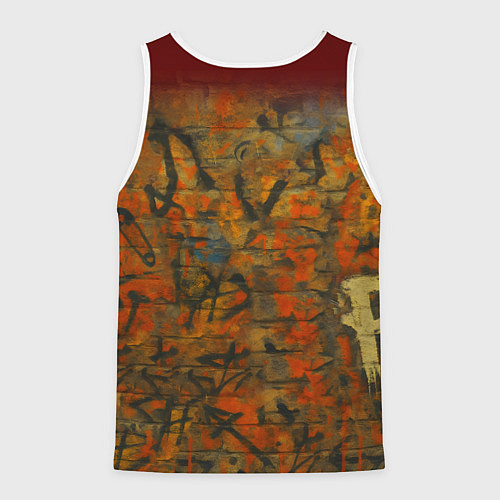 Мужская майка без рукавов Абиссинская кошка на фоне кирпичной стены с граффи / 3D-Белый – фото 2