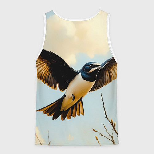Мужская майка без рукавов Полёт ласточки / 3D-Белый – фото 2