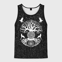 Майка-безрукавка мужская Волки и вороны Одина и древо мира, цвет: 3D-черный