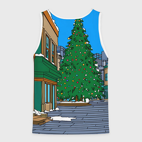 Мужская майка без рукавов Новогодняя лошадка и елка / 3D-Белый – фото 2