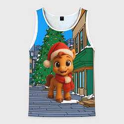 Майка-безрукавка мужская Новогодняя лошадка и елка, цвет: 3D-белый