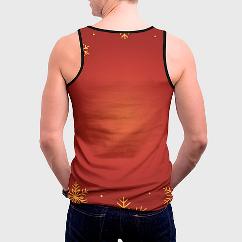 Мужская майка без рукавов Новогодняя лошадка 2026 на красном фоне / 3D-Черный – фото 4