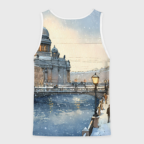 Мужская майка без рукавов Санкт-Петербург снежный день / 3D-Белый – фото 2