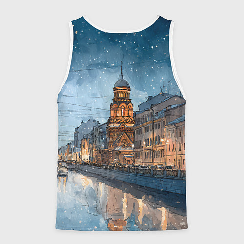 Мужская майка без рукавов Санкт-Петербург зимний город / 3D-Белый – фото 2
