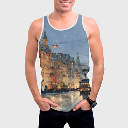 Майка-безрукавка мужская Вечер Санкт-Петербурга, цвет: 3D-белый — фото 2
