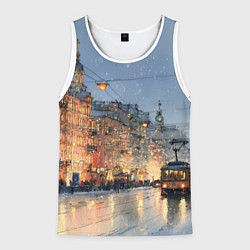 Майка-безрукавка мужская Вечер Санкт-Петербурга, цвет: 3D-белый