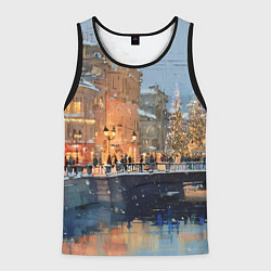 Майка-безрукавка мужская Снежный вечер в Питере, цвет: 3D-черный