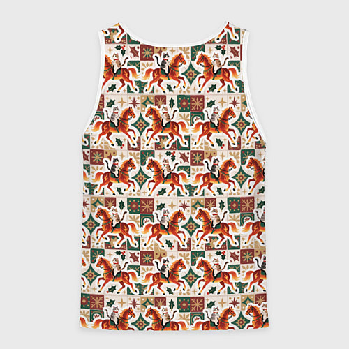 Мужская майка без рукавов Винтажные коты всадники на лошади / 3D-Белый – фото 2