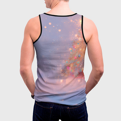 Мужская майка без рукавов Лисичка Новый год / 3D-Черный – фото 4