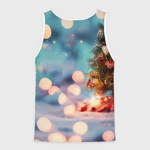 Мужская майка без рукавов Рыжий маленький новогодний котенок / 3D-Белый – фото 2