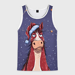 Мужская майка без рукавов Новогодняя лошадь символ 2026 года