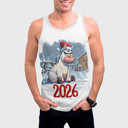 Майка-безрукавка мужская Сердитая лошадь 2026, цвет: 3D-белый — фото 2