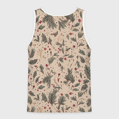 Мужская майка без рукавов Новогодняя лошадка на фоне елочных веток / 3D-Белый – фото 2