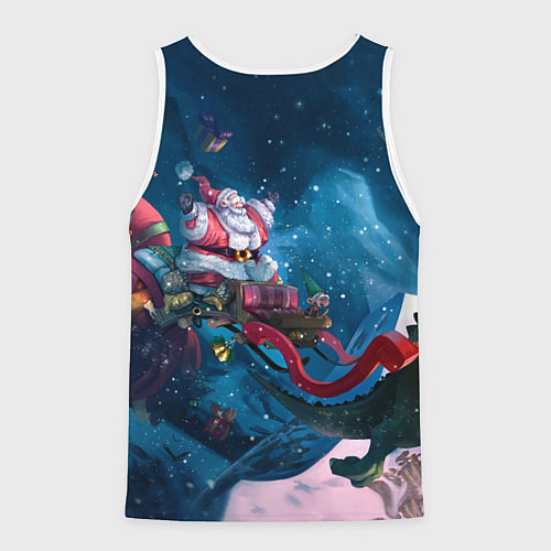 Мужская майка без рукавов Санта с динозавром / 3D-Белый – фото 2