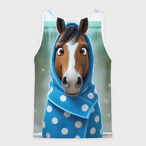 Мужская майка без рукавов Конь в полотенце / 3D-Белый – фото 2
