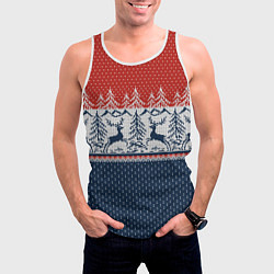 Майка-безрукавка мужская Вязаный узор с оленями, цвет: 3D-белый — фото 2