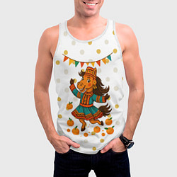 Майка-безрукавка мужская Якутская лошадь празднует Новый год, цвет: 3D-белый — фото 2