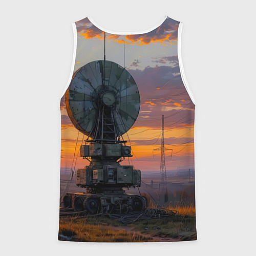 Мужская майка без рукавов Радиоэфир на закате / 3D-Белый – фото 2
