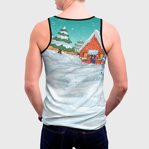 Мужская майка без рукавов Толстый кот уронил елку / 3D-Черный – фото 4