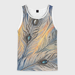 Мужская майка без рукавов Синие перья с самоцветами