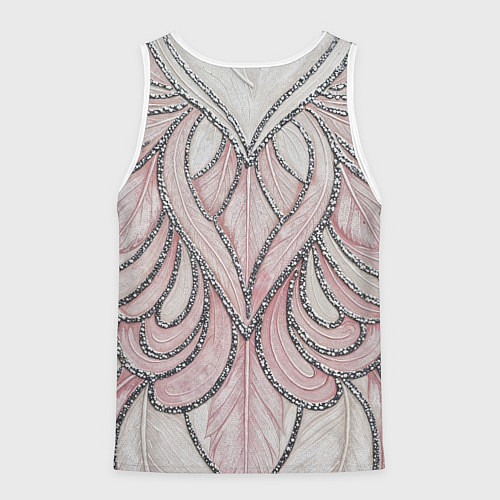 Мужская майка без рукавов Нежно розовый орнамент из перьев / 3D-Белый – фото 2