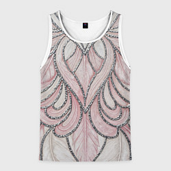 Мужская майка без рукавов Нежно розовый орнамент из перьев