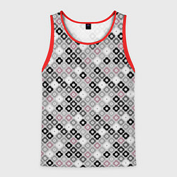 Мужская майка без рукавов Цветочный серо-розовый узор ретро