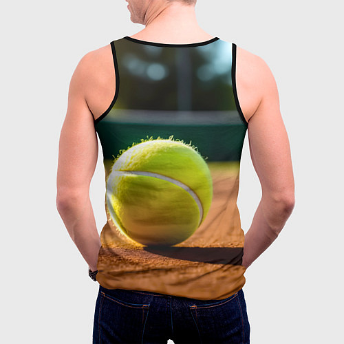 Мужская майка без рукавов Теннисный мяч на закате / 3D-Черный – фото 4