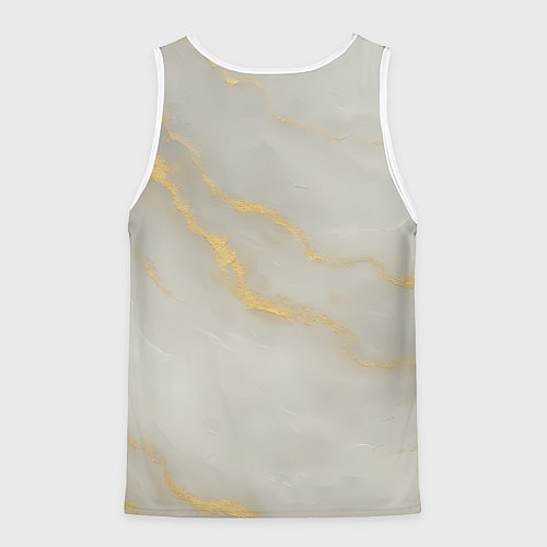 Мужская майка без рукавов Красная огненная лошадка походка по подиуму / 3D-Белый – фото 2