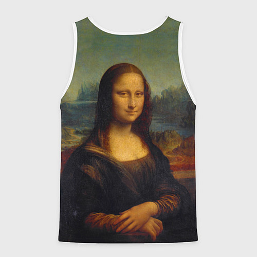 Мужская майка без рукавов Леонардо да Винчи - Мона Лиза / 3D-Белый – фото 2