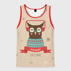 Мужская майка без рукавов Сова в наушниках