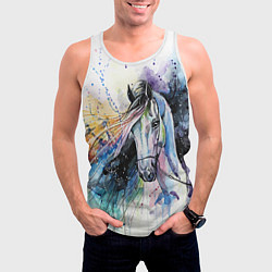 Майка-безрукавка мужская Акварельная лошадь, цвет: 3D-белый — фото 2