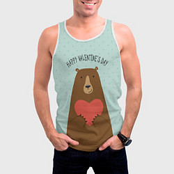 Майка-безрукавка мужская Медведь с сердцем, цвет: 3D-белый — фото 2