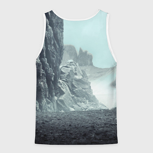 Мужская майка без рукавов Волк в горах / 3D-Белый – фото 2