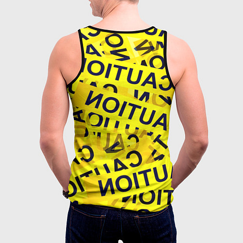 Мужская майка без рукавов Caution / 3D-Черный – фото 4
