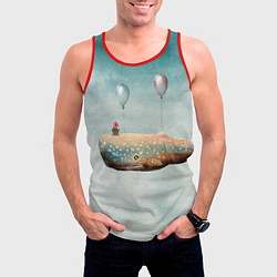 Майка-безрукавка мужская Летящий кит, цвет: 3D-красный — фото 2