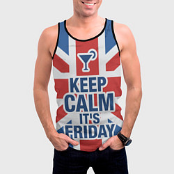 Майка-безрукавка мужская Keep calm its friday, цвет: 3D-черный — фото 2